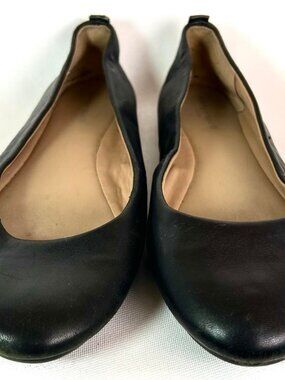 Easy Spirit Black Leather Ballet Flats | Slip-On Comfort Size 8